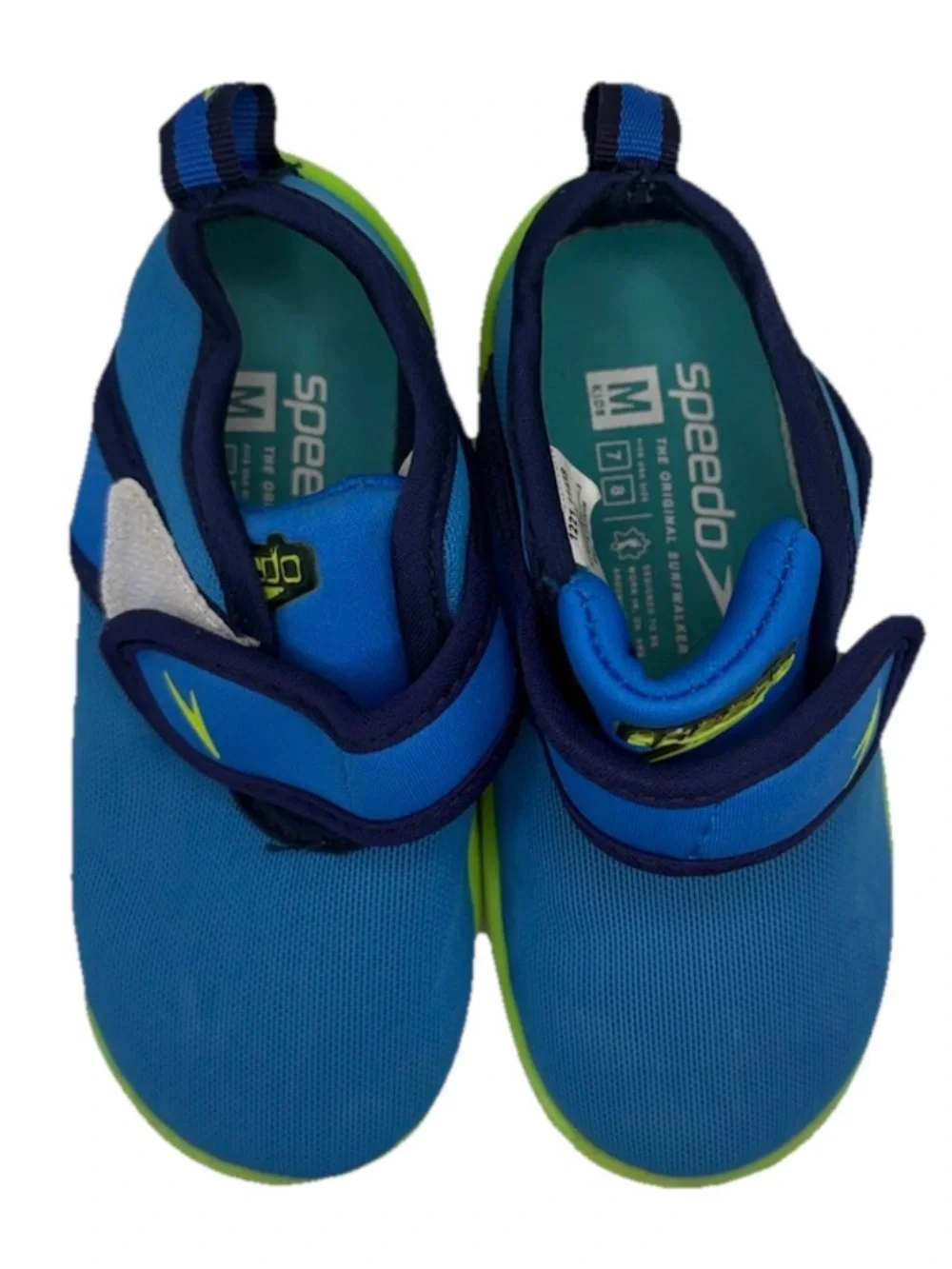 Speedo Hybrid Water Shoes Toddler Size M 7/8 Blue/Lime Green  Strap Closure